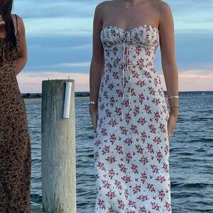 Realisation Par The Iris Strapless Silk Midi Dress size XS